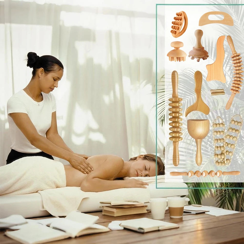 1Pcs Wood Therapy Massage Maderoterapia Massager Roller Anti Cellulite Slimming Gua Sha Massager for Body Back Foot Masajeador