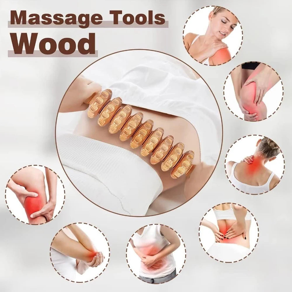 1Pcs Wood Therapy Massage Maderoterapia Massager Roller Anti Cellulite Slimming Gua Sha Massager for Body Back Foot Masajeador