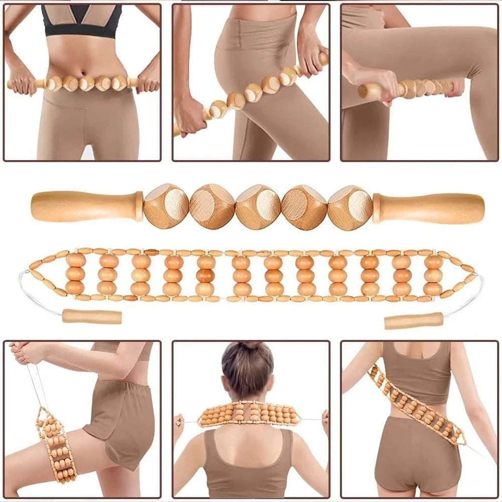 1Pcs Wood Therapy Massage Maderoterapia Massager Roller Anti Cellulite Slimming Gua Sha Massager for Body Back Foot Masajeador
